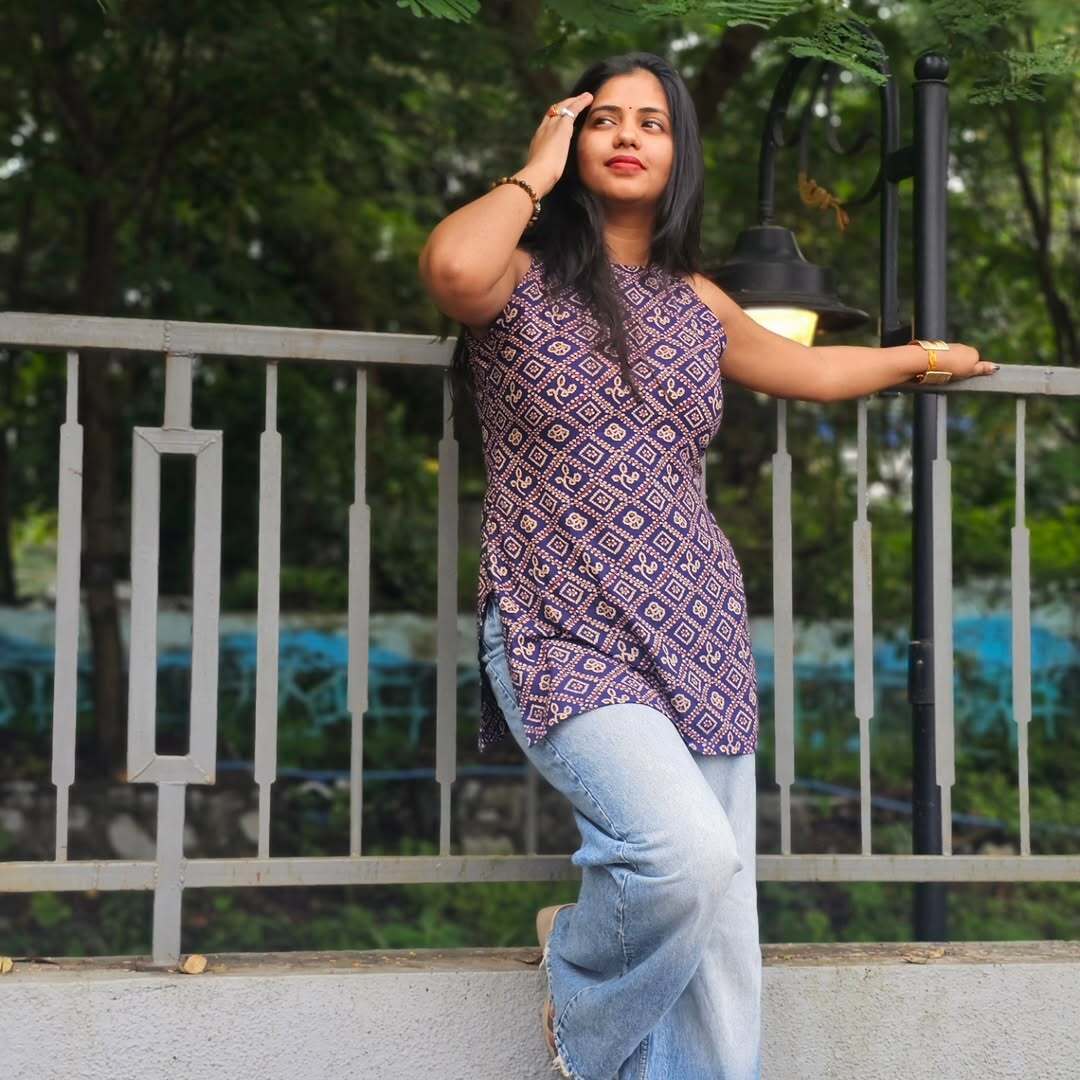 Indigo Mirage Cross-Back Kurti