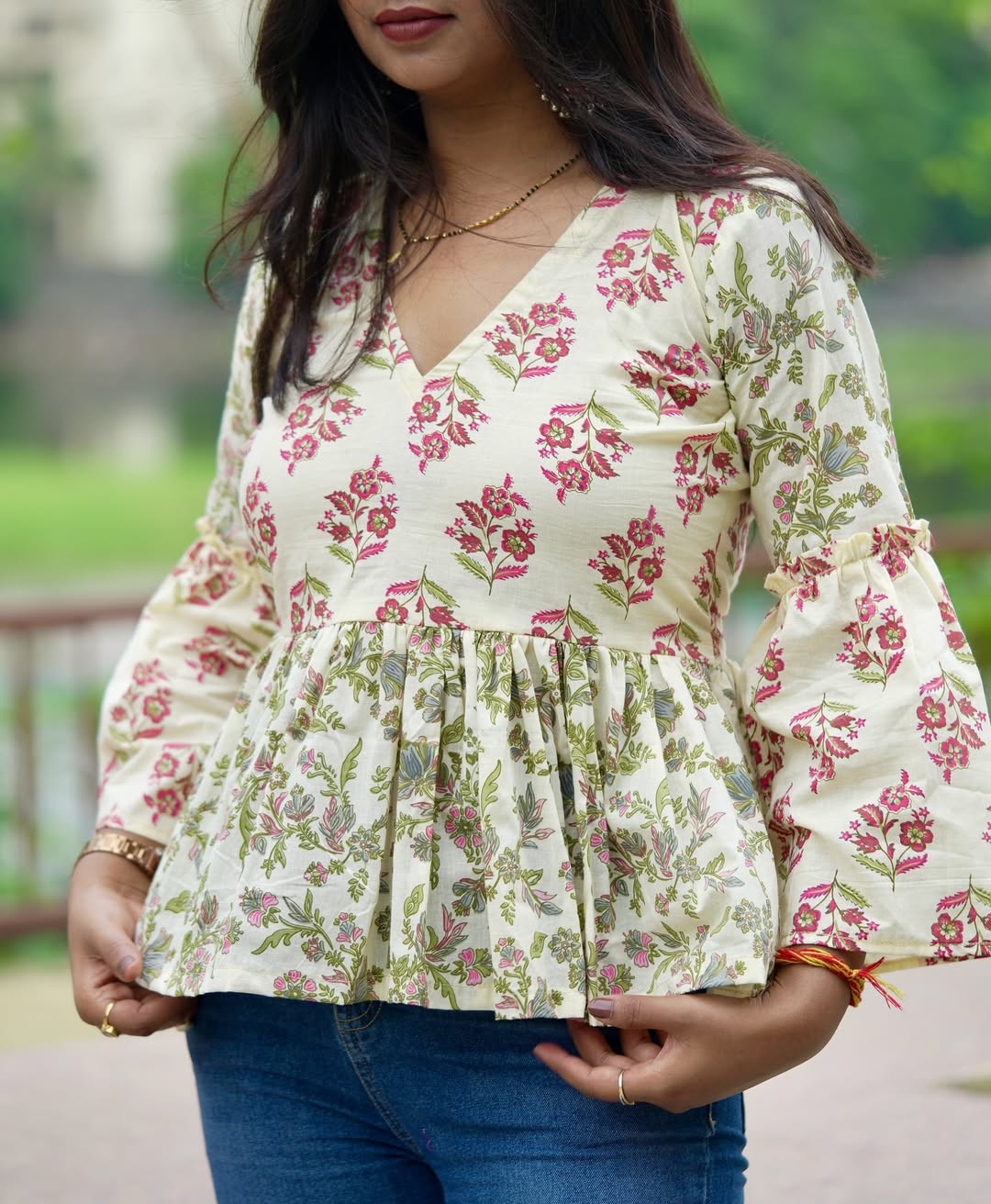 Anaya Dual-Print Peplum Kurti