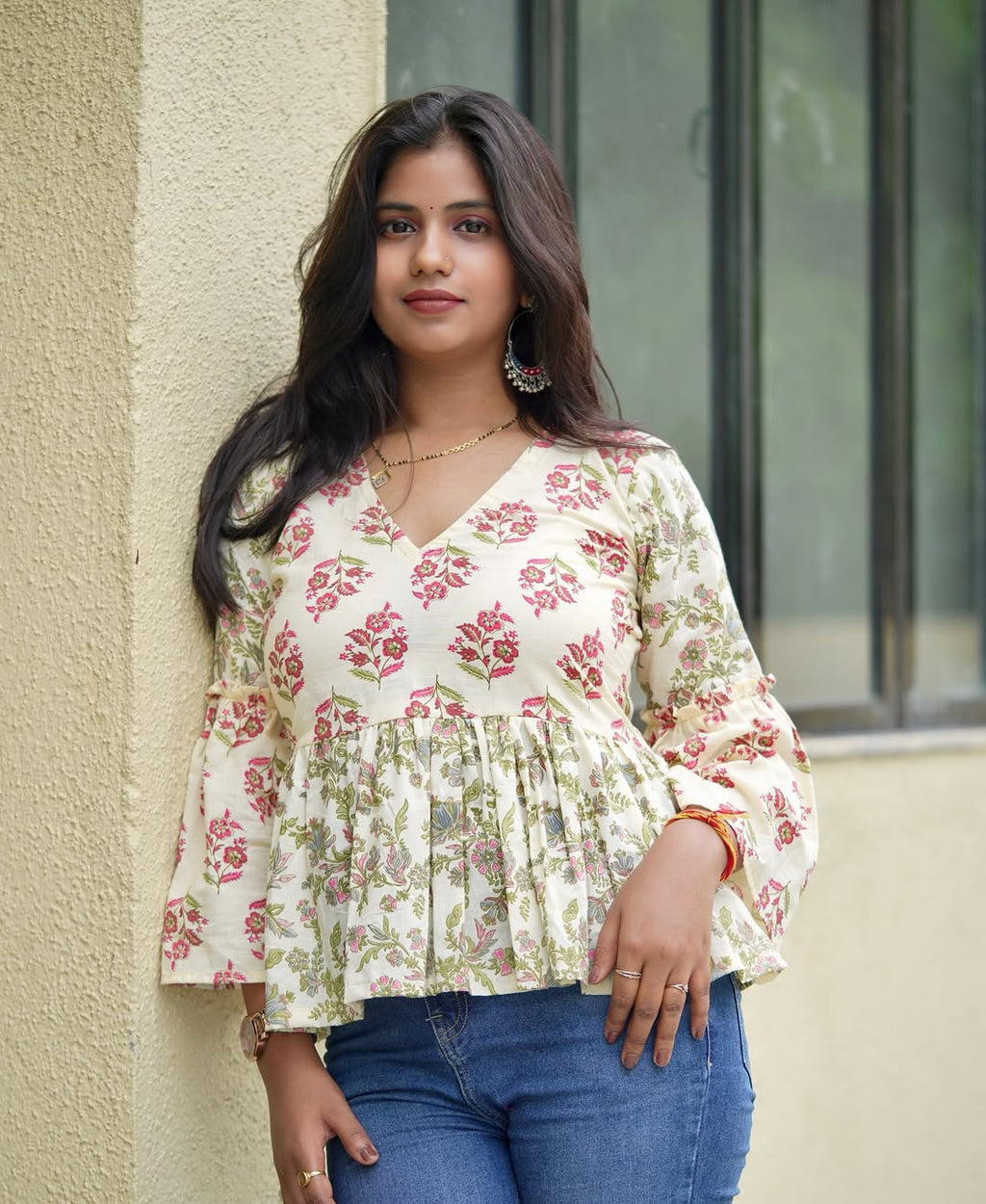 Anaya Dual-Print Peplum Kurti